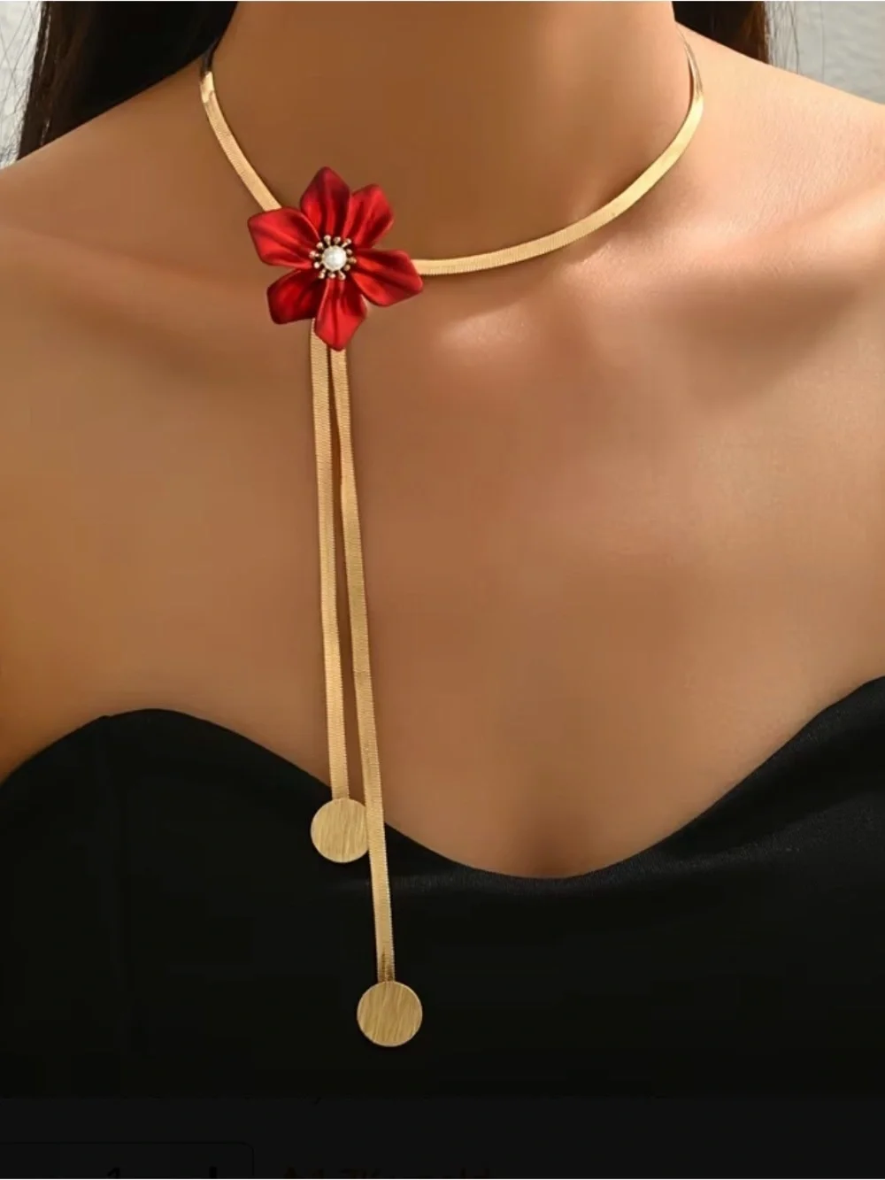 Luxury Red Flower Pendant - Women Jewelry